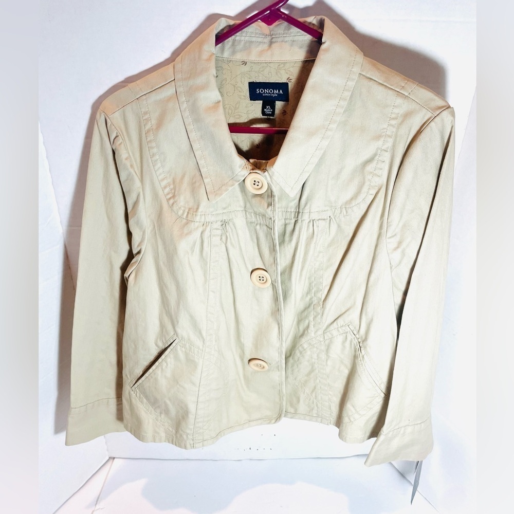 Sonoma Beige Utility Jacket Lightweight Button Front Casual Chic Size XL NWT - Picture 11 of 11